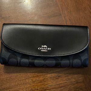 Coach snap wallet black canvas leather